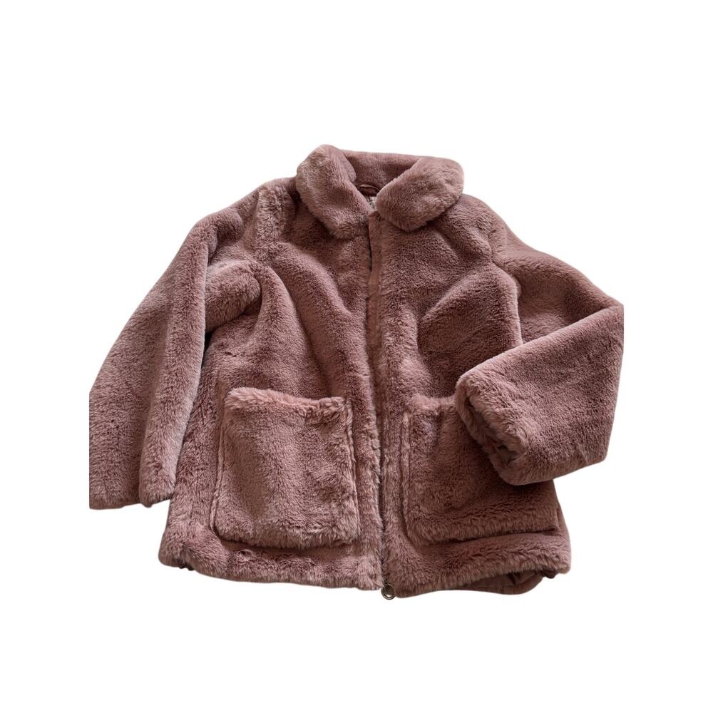 H&M rose faux fur jacket 8/10 w/pockets euc
Worn once